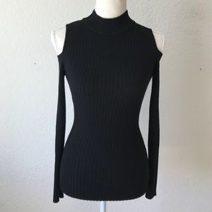SAY WHAT BLACK MOCK NECK OFF SHOULDER SWEATER TOP